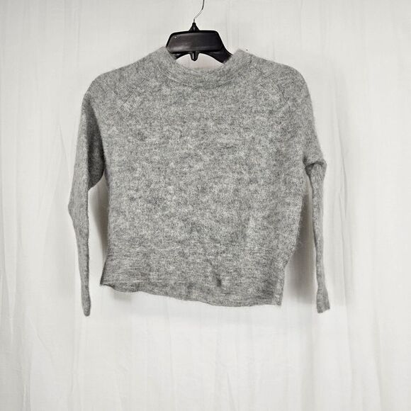 Madewell Cropped Gray Alpaca Sweater Fuzzy Women's Size Medium - Picture 1 of 5